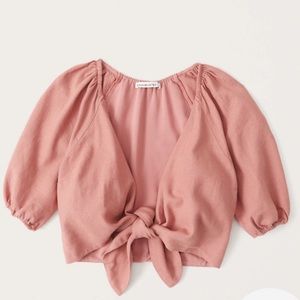 Abercrombie Linen Crop Knot Top!